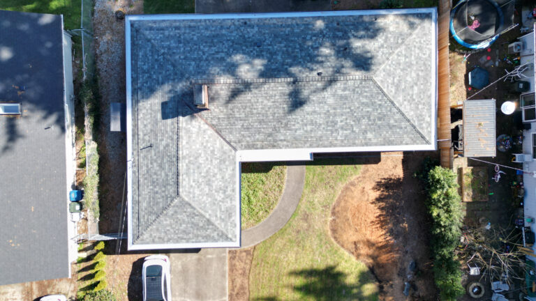 Overhead view of New Composite Asphalt Shingles Roof in Covington, Washington