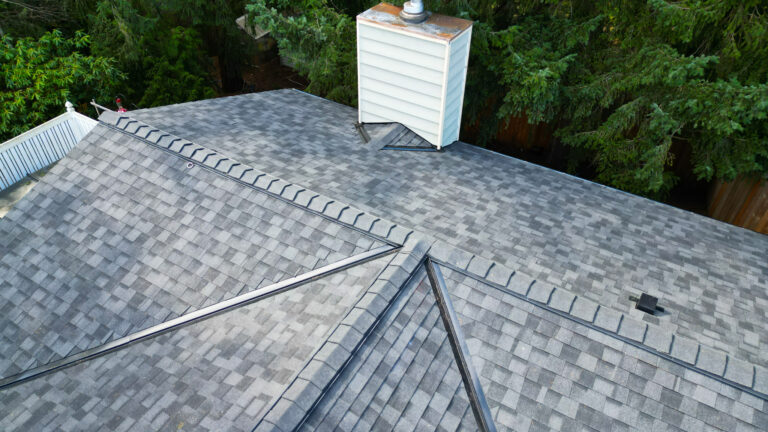 Close up view of New Composite Asphalt Shingles Roof in Kent, Washington