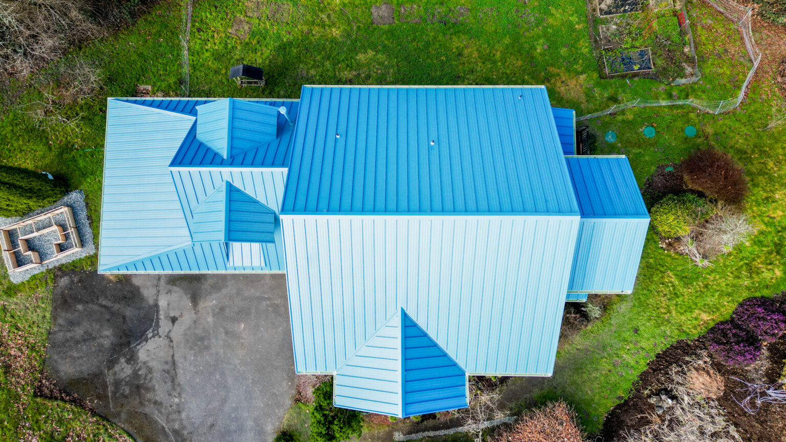 Overhead View of a Home with a New Metal Roof in Duvall, Washington