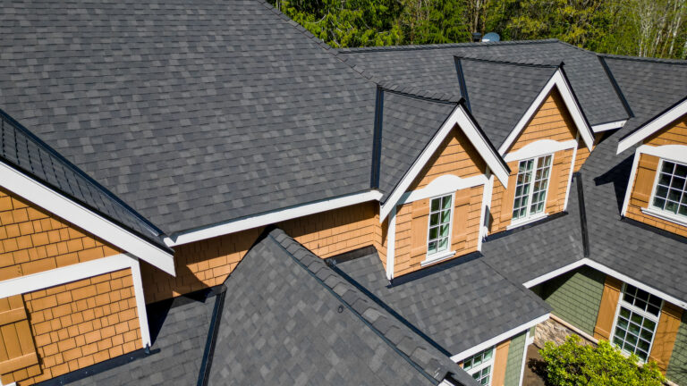 Close up View of Home with Composite Asphalt Shingle Roof in Issaquah, Washington