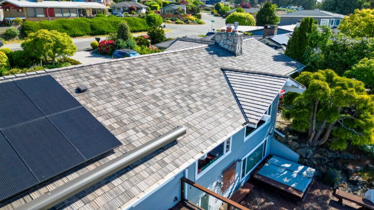 Close up View of Home with Synthetic Shake Roof in Three Tree Point, Washington