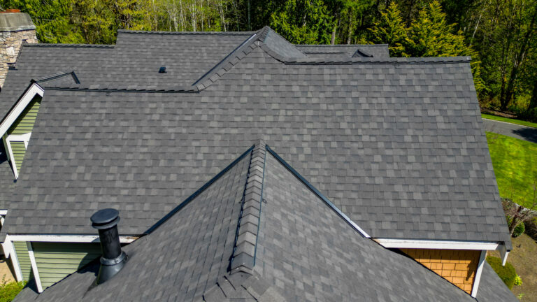 Close up View of Home with Composite Asphalt Shingle Roof in Issaquah, Washington