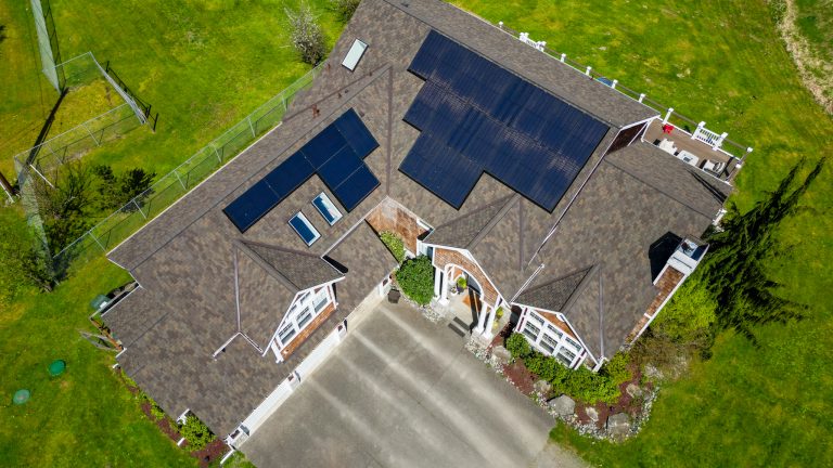 Overhead View of Home with Composite Asphalt Shingles Roof in Maple Valley, Washington