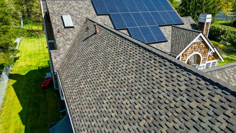 Close up View of Shingles Home with Composite Asphalt Shingles Roof in Maple Valley, Washington