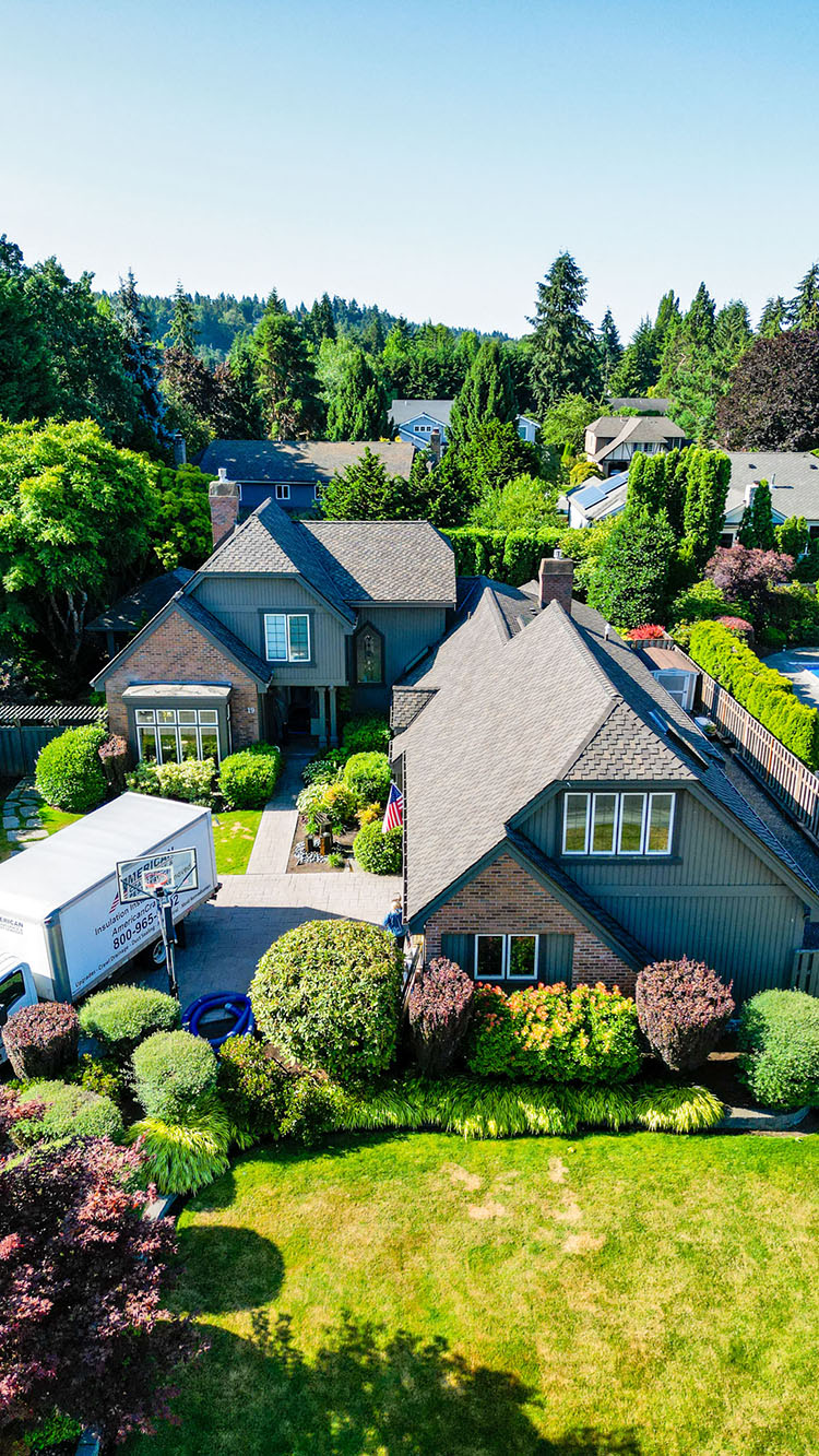 Front view of roof for Cedar Conversion to Asphalt Shingle Roof in Bellevue, Washington